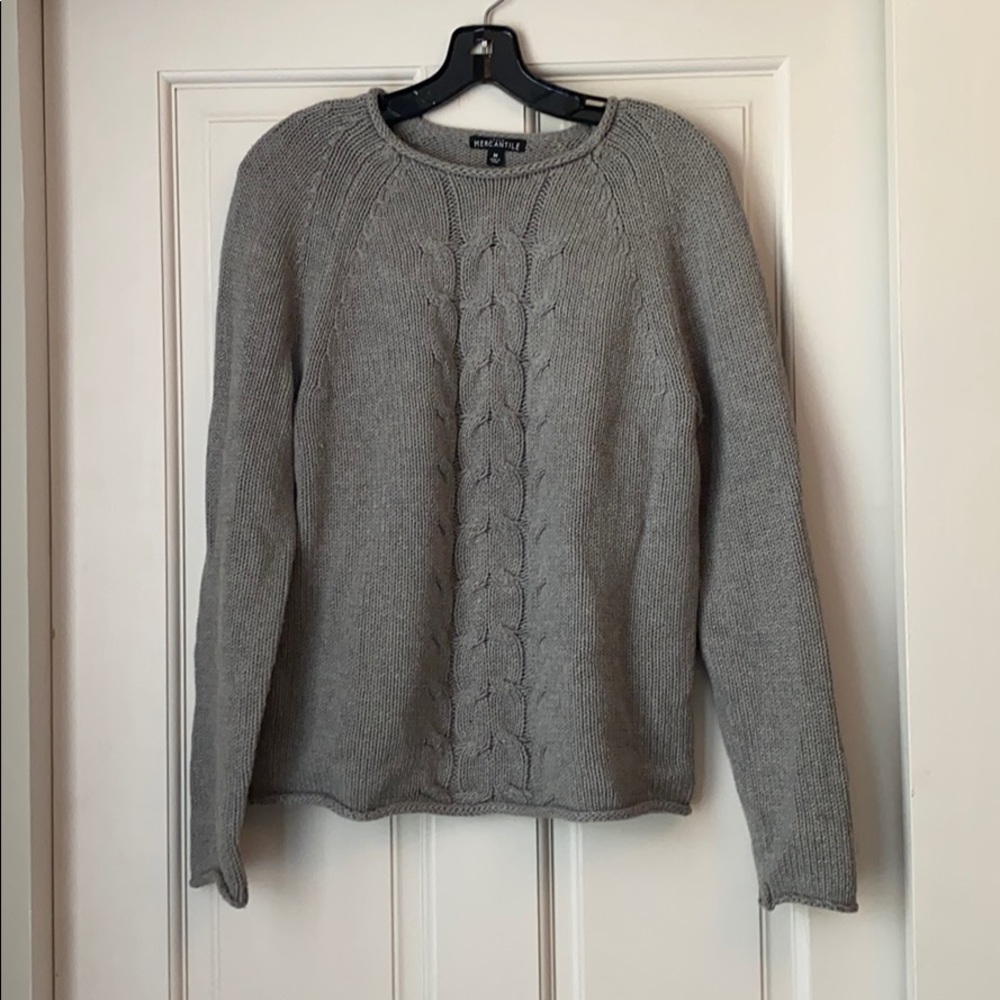 Grey cable knit sweater